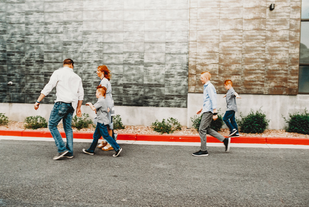Salt lake city family walking downtown