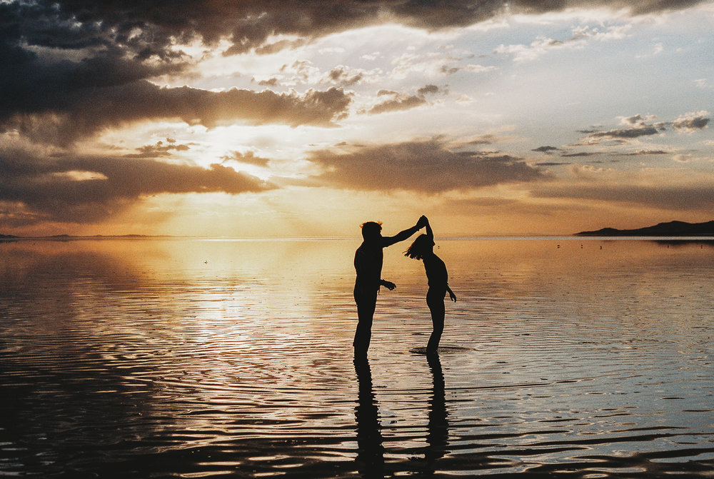 Antelope Island Sunset Couple Dancing